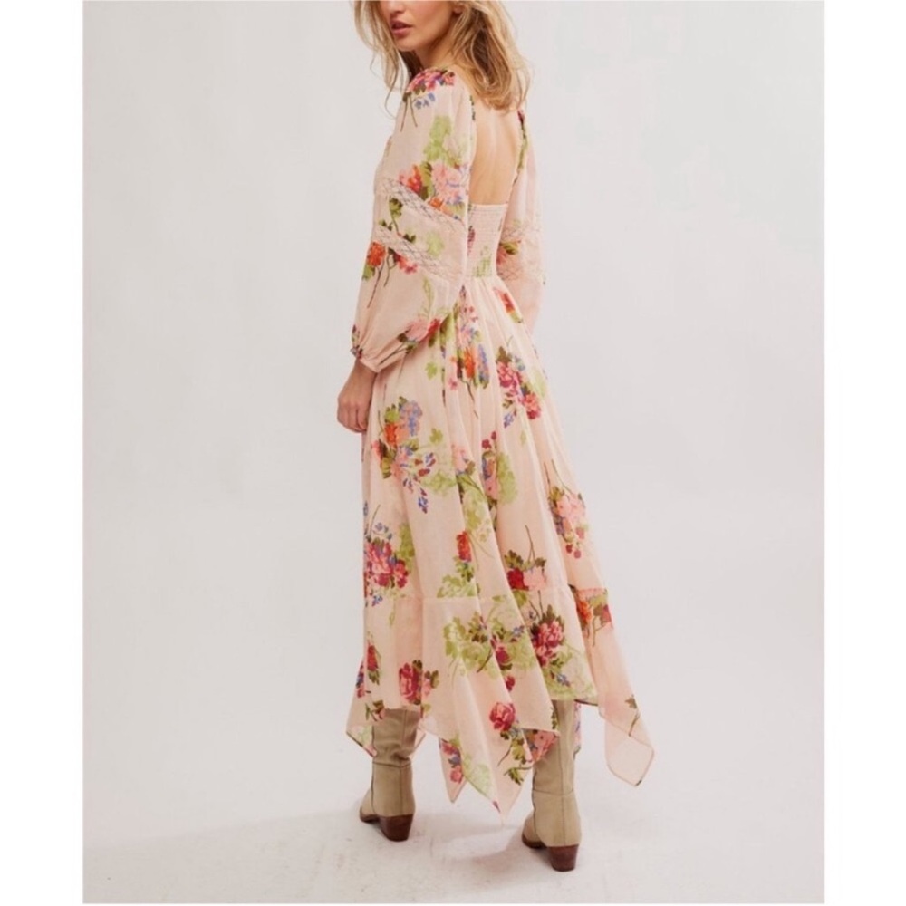 Free People Morning Glory Floral Smocked Long Sleeve Maxi Dress Size Small NWT - Picture 3 of 7